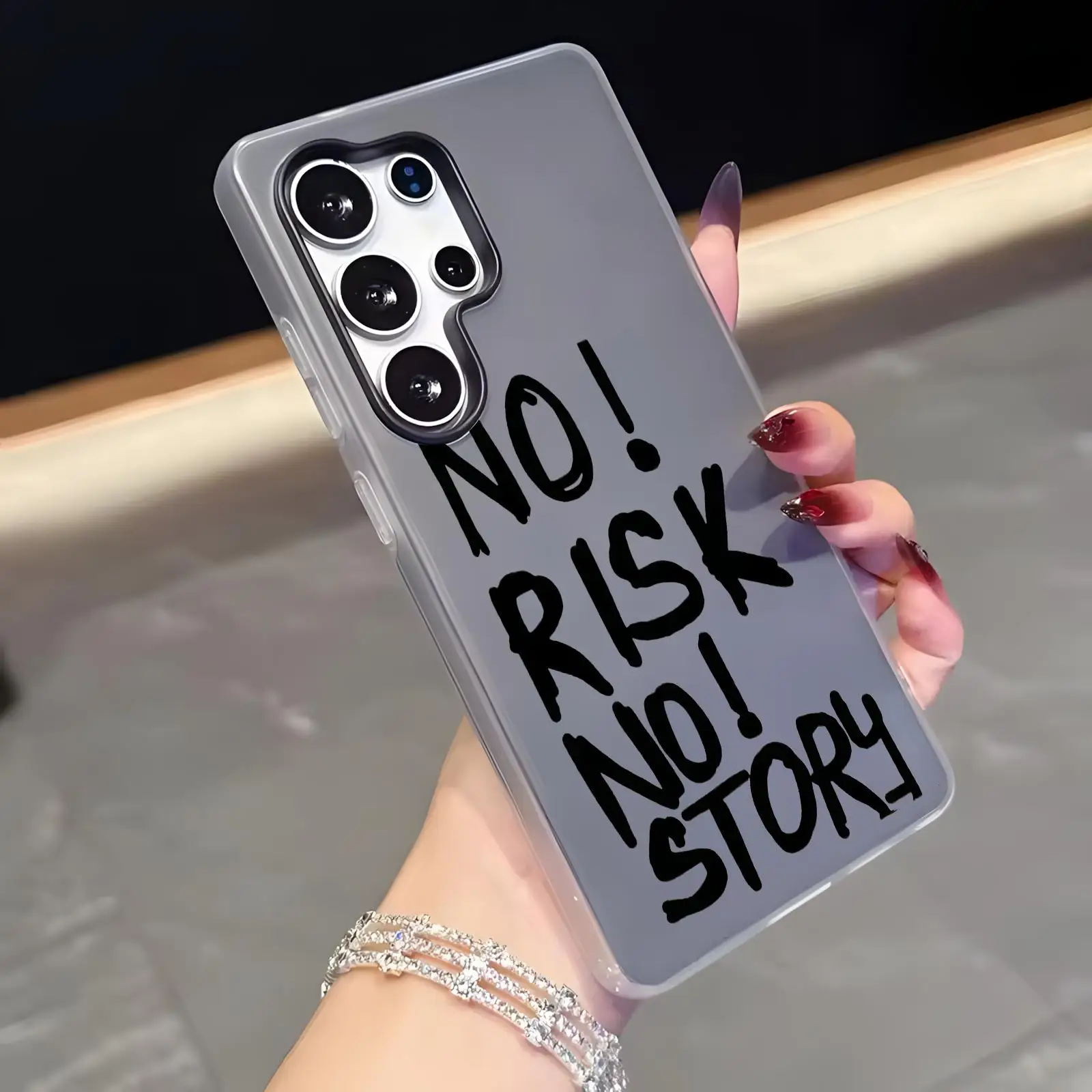 Fashion No RISK NO STORY Phone Case Candy Jelly 2 in 1 Hard Phone Case For Samsung Galaxy S26 25 S24 S23 S22 S21 Ultra