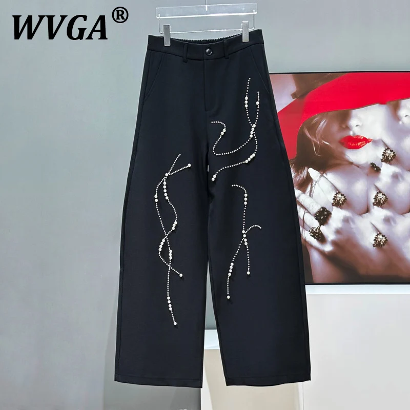 

WVGA Весна Осень Новые Мужчины Tide High Street Оригинальный Жемчужный Дизайн Темный Панк Ниша Свободные Повседневные Шикарные Прямые Брюки Ins Y2K W8380