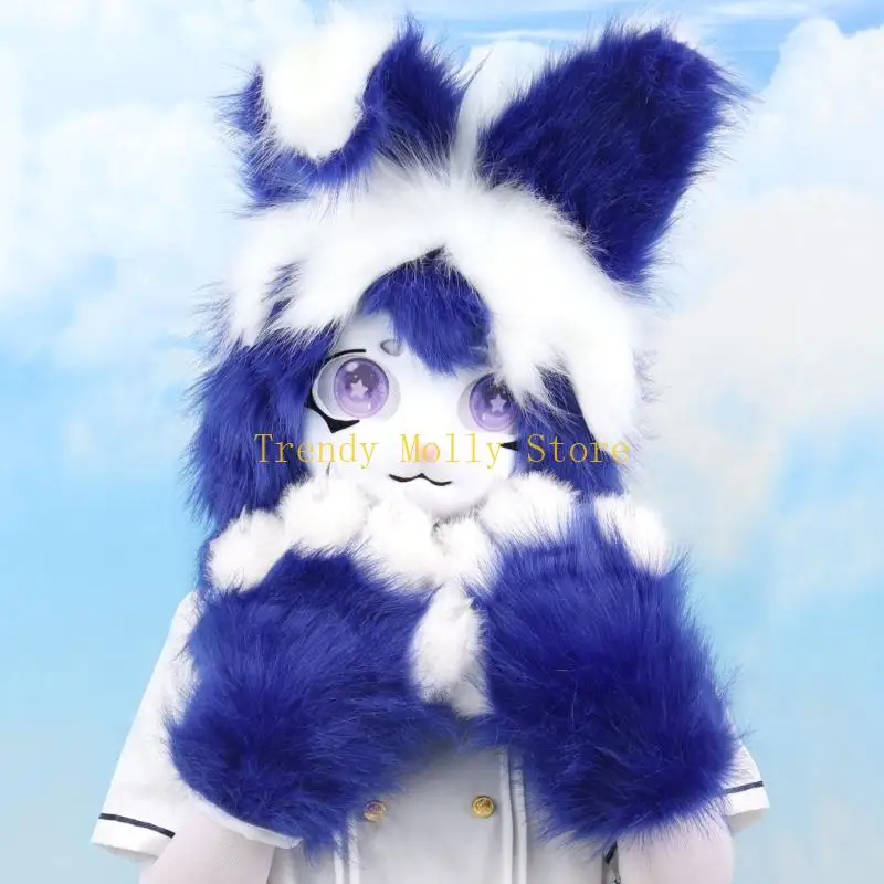 

N5KB Furry Animal Head Rabbit Fursuit Cut Mask Halloween Masquerade Cosplay Costume