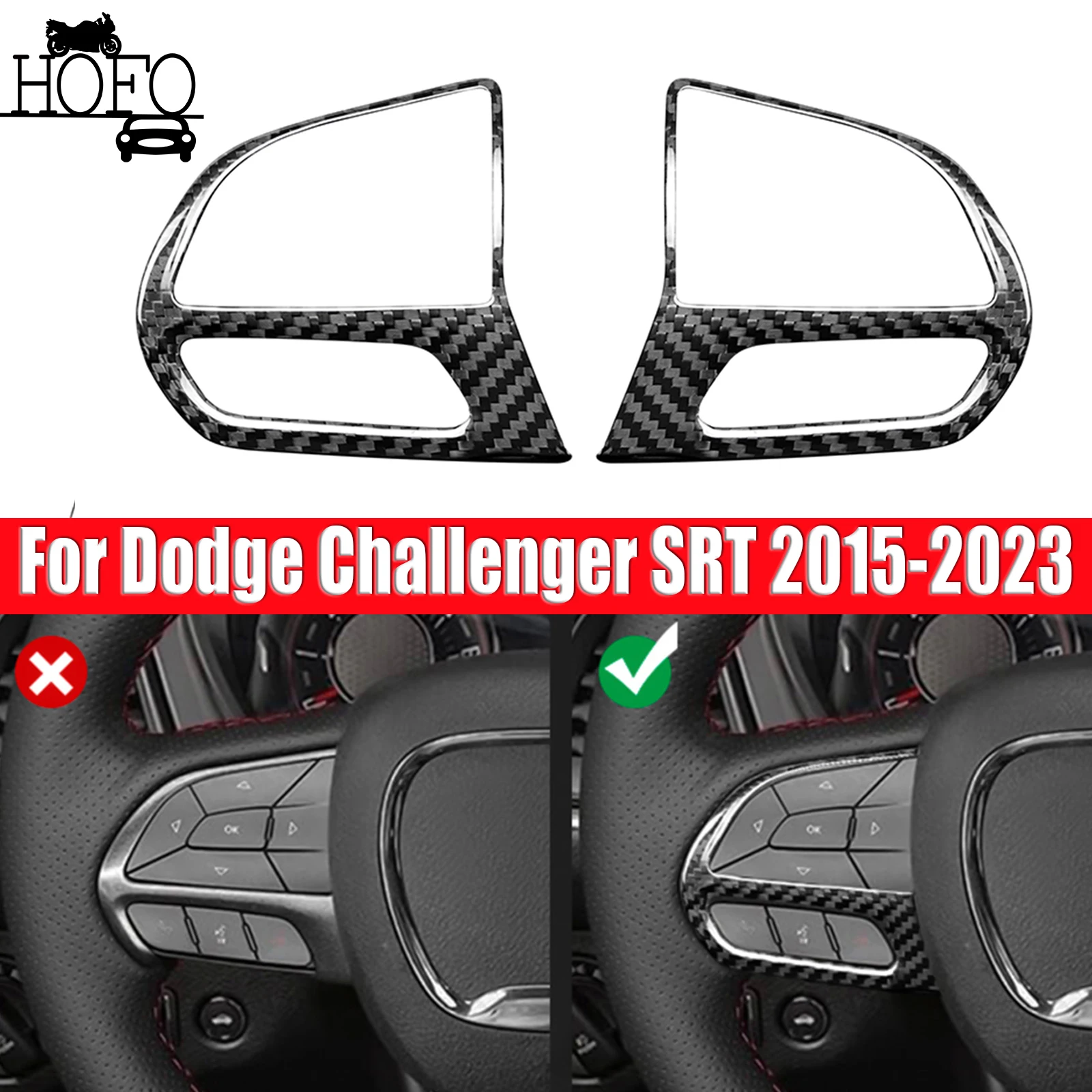 

2PCS Steering Wheel Button Cover Trim For Dodge Challenger SRT 2015-2023