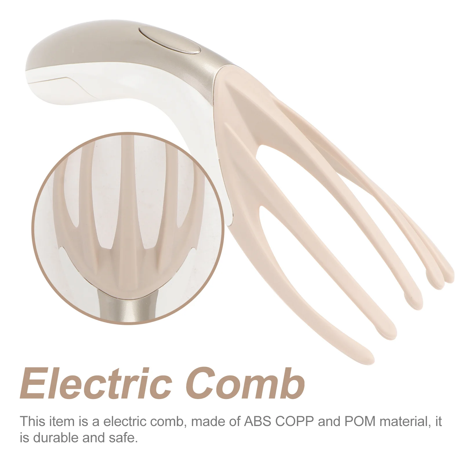 

Electric Massage For Head Scalp Multi-Function Hair Comb Gold Durable Abs Pom Material Round Tip Smooth Handle Stress