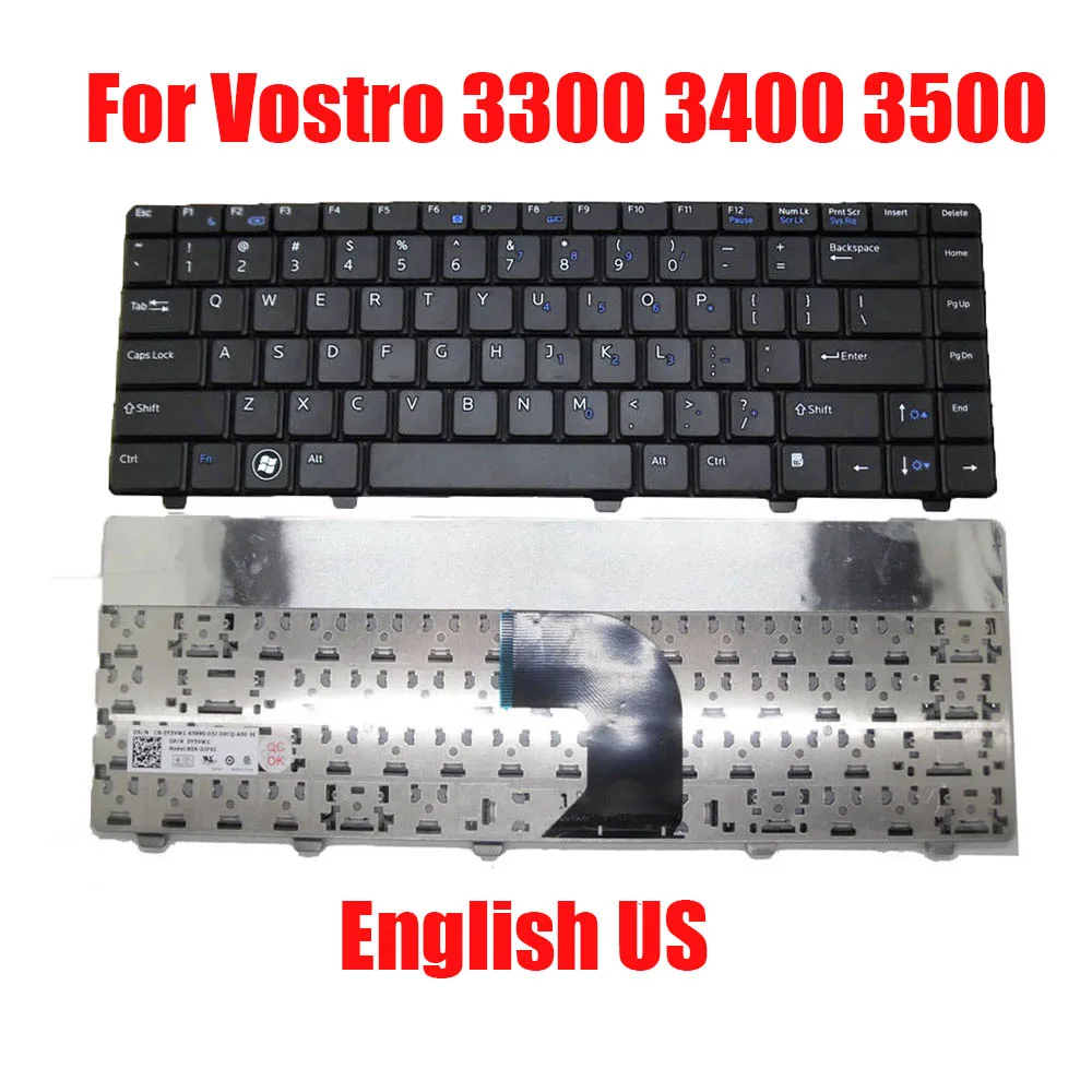 

US Laptop Keyboard For DELL For Vostro 3300 3400 3500 NSK-DJF01 0Y5VW1 Y5VW1 English Black Without Backlit