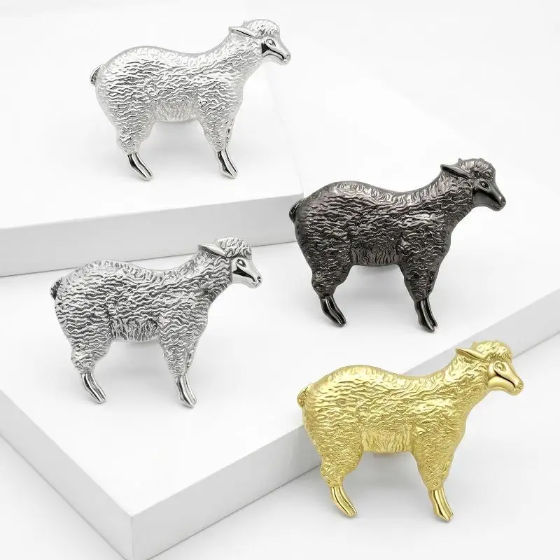 Elegant Enamel Rhinestone Sheep Zodiac Brooches Fashion Unisex Lapel Pins for Wedding Guest Wear
