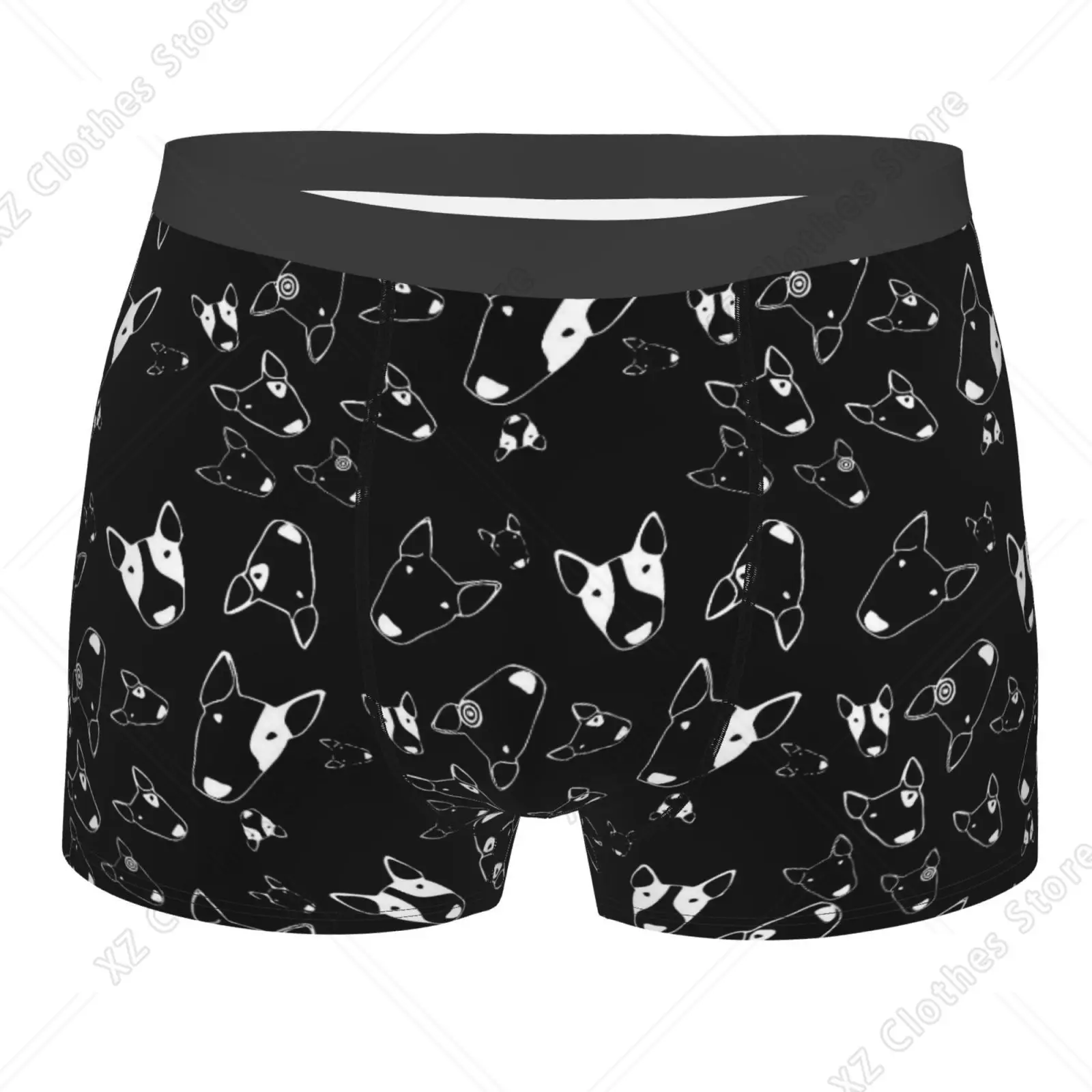 Cute English Bull Terrier Dog Pattern Underwear Men Breathbale Boxer Briefs Shorts Panties Soft Underpants for Homme