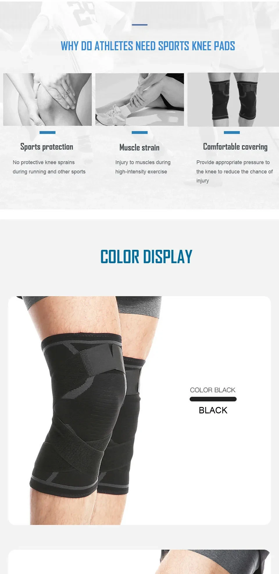 1pc Sport Fitness Knie Pads Unterstützung Bandage Hosenträger Elastische Nylon Sport Kompression Hülse für Basketball – Detail 3