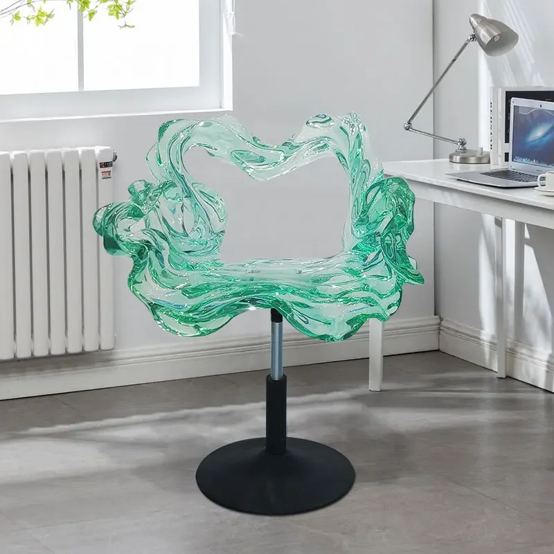 Modern Luxury Epoxy Transparent Resin Tea Table and Chair Decorative Art in the Living Room and Lobby