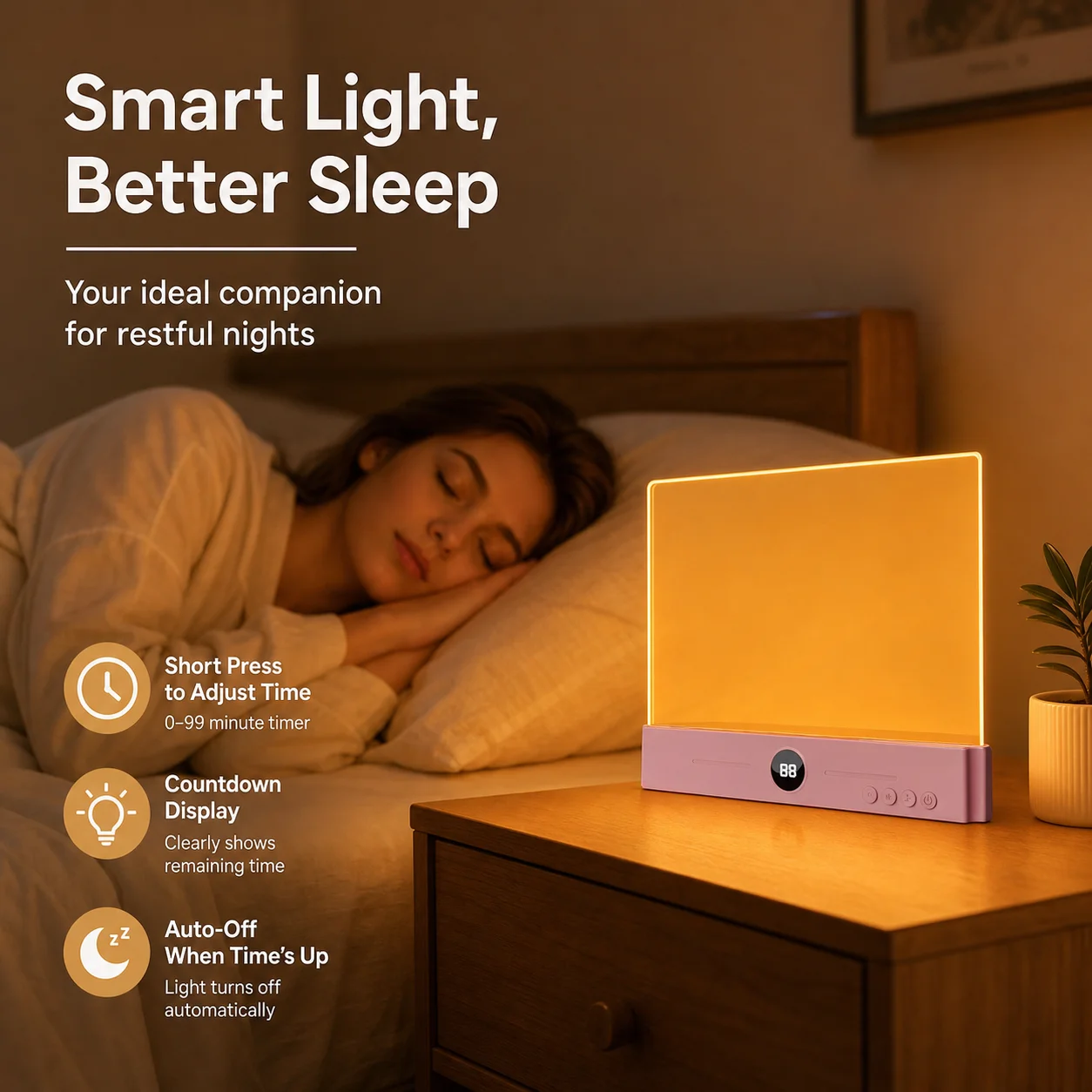 WWPPU LED Flat Panel Book Light 1-99M Timer Screen 2-in-1 Night Light 3 Colors Stepless Dimmable Rechargeable Reading Lamp