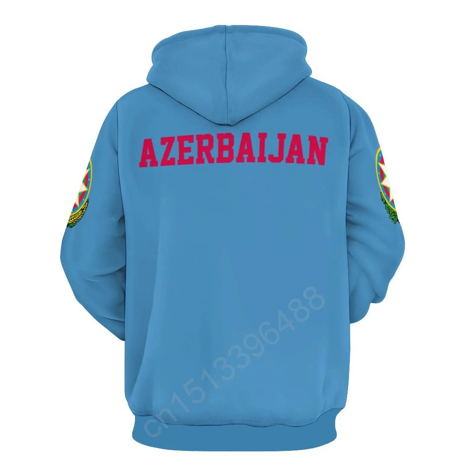 Azerbaijan Country Flag 3D Hoodie Polyester Cool Men Women Harajuku Sweatshirt Unisex Casual Pullover Hoodies Custom Name