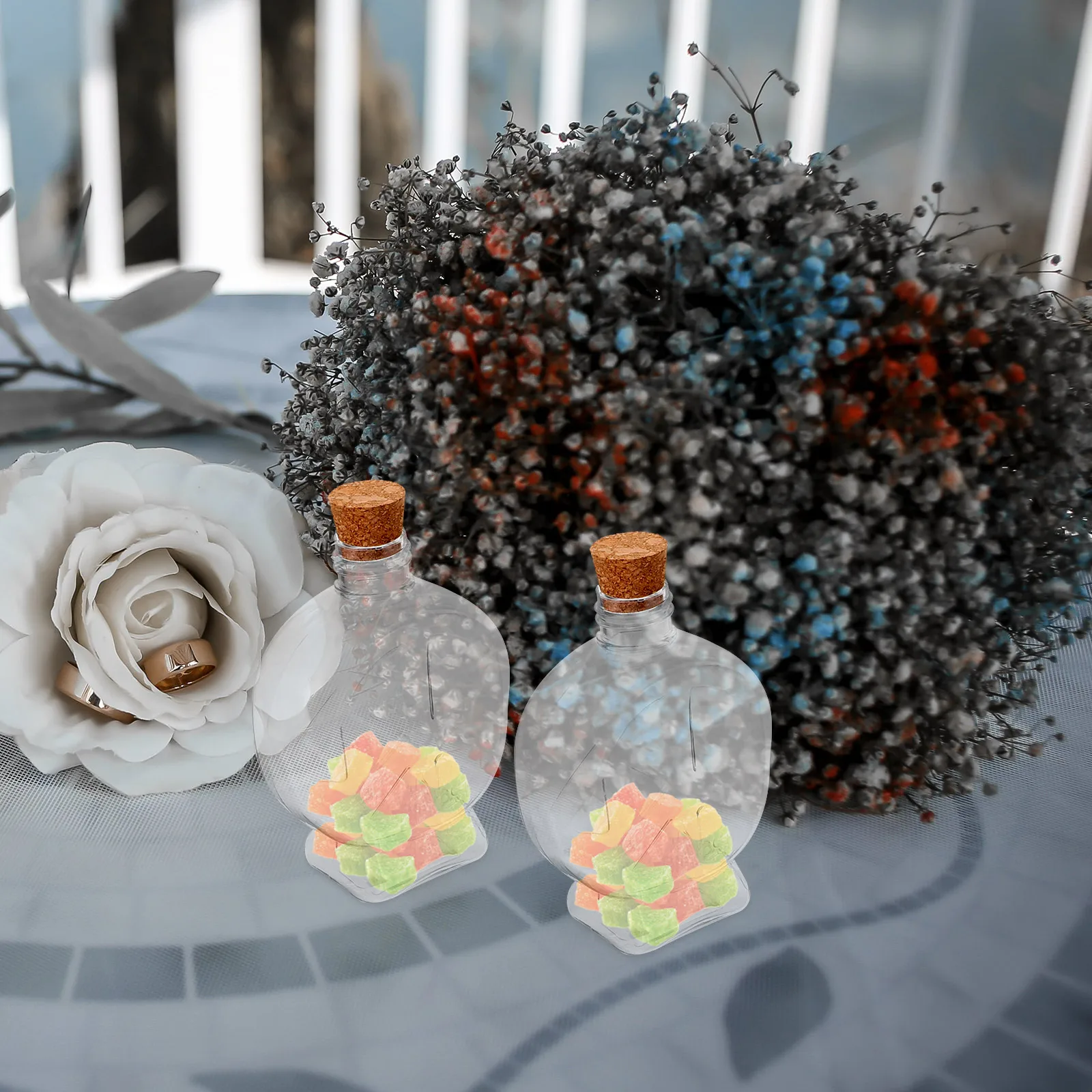 

25Pcs 100ML Bottles Jars Wood Lids Storage Plastic Container With Cork Lids Party Decorations Plastic Cork Bottle Favor Gifts