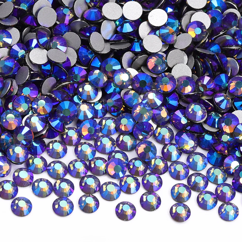 1440Pcs/bag Black Diamond AB High Quality Non Hotfix Rhinestones Flatbase Glass Clear Crystal For Nail Art Clothes Decoration