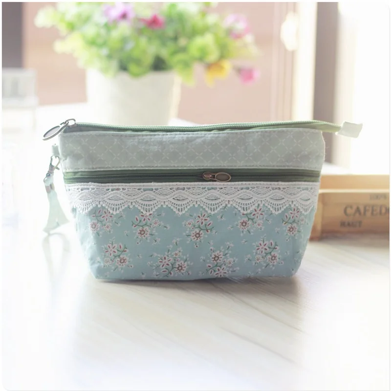 Women's Cotton Floral Lace Mini Clutch Handbag Brands 2024 Ladies Phone Purse Make-up Bag Female Small Money Pouch for Girls