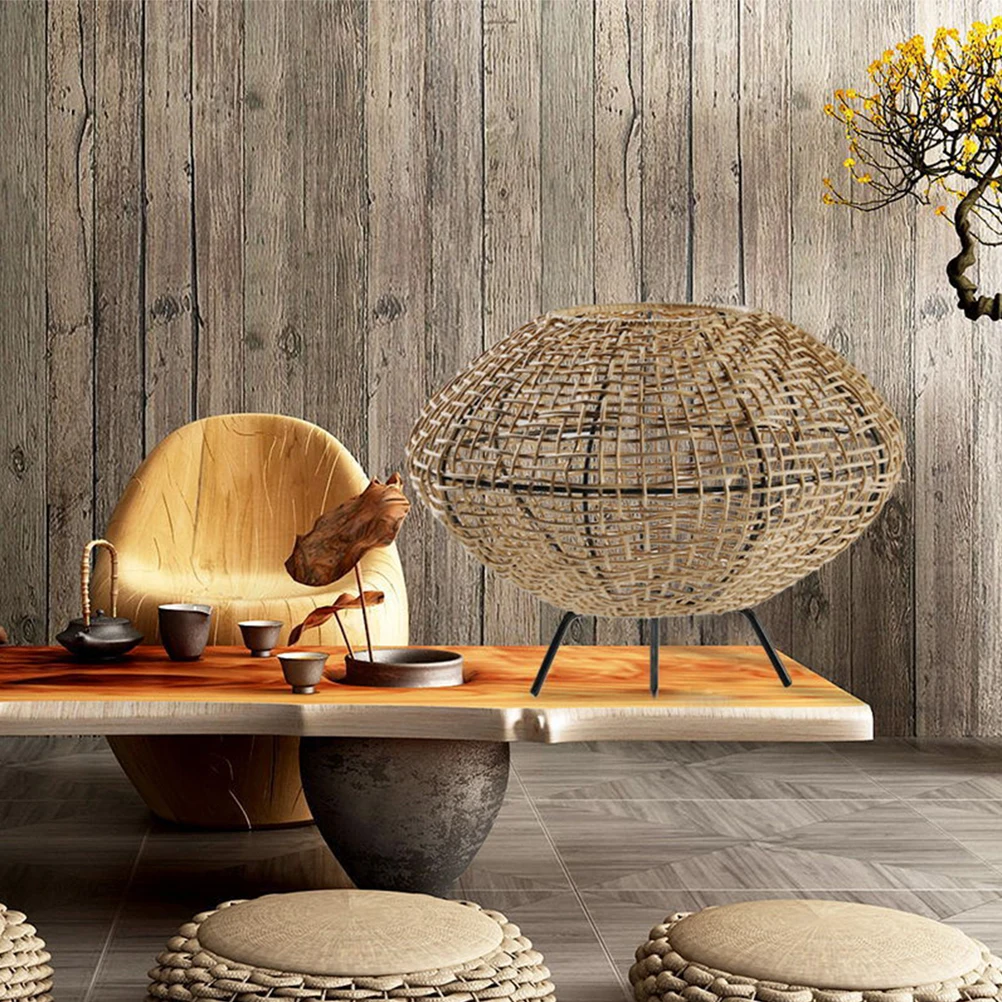 

Маленький барабанный абажур, тканый бумажный чехол для лампы, многофункциональный напольный настольный абажур для гостиной, кабинета, ресторана, внутреннего освещения