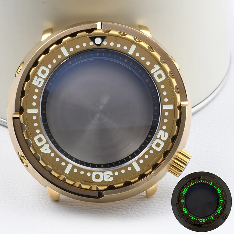 Bronze Watch case super Luminous Tuna Can Sapphire glass Diving watch case for NH35/NH36 Automatic Movement fits Seiko watch mod