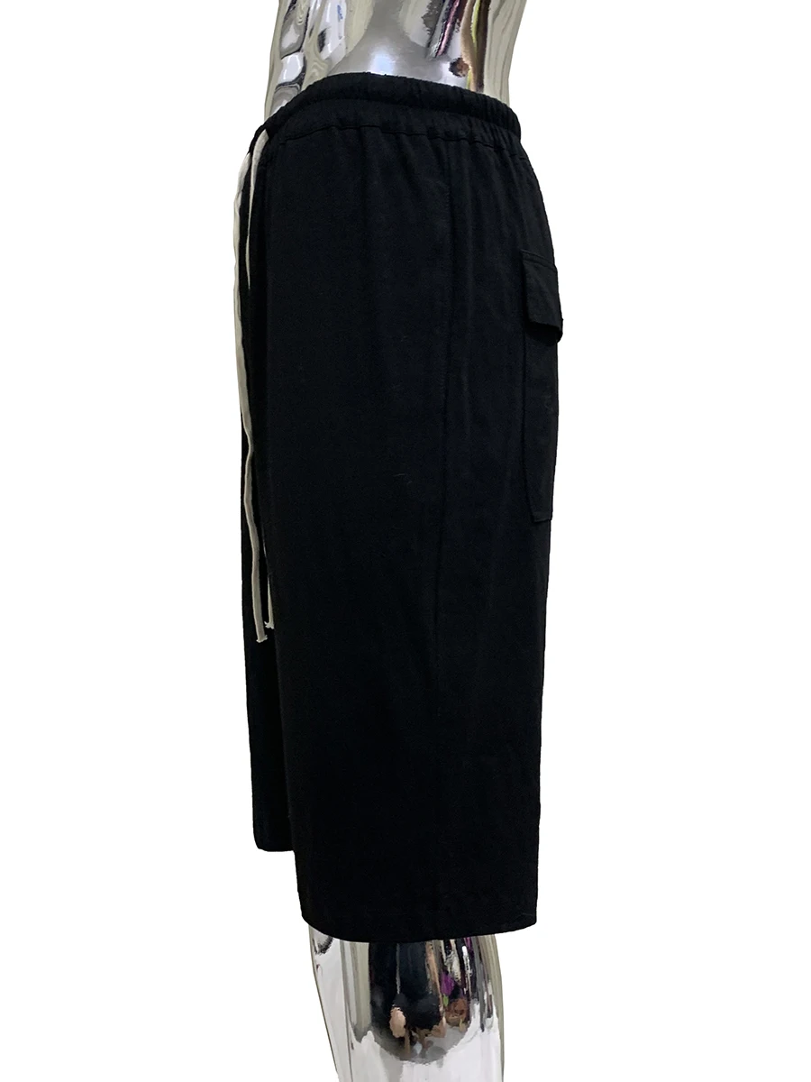 

Mauroicardi Summer Autumn Soft Black Shorts for Men with Drawstring Elastic Waist Knee Length Cross Pants Menswear Clothing 2025