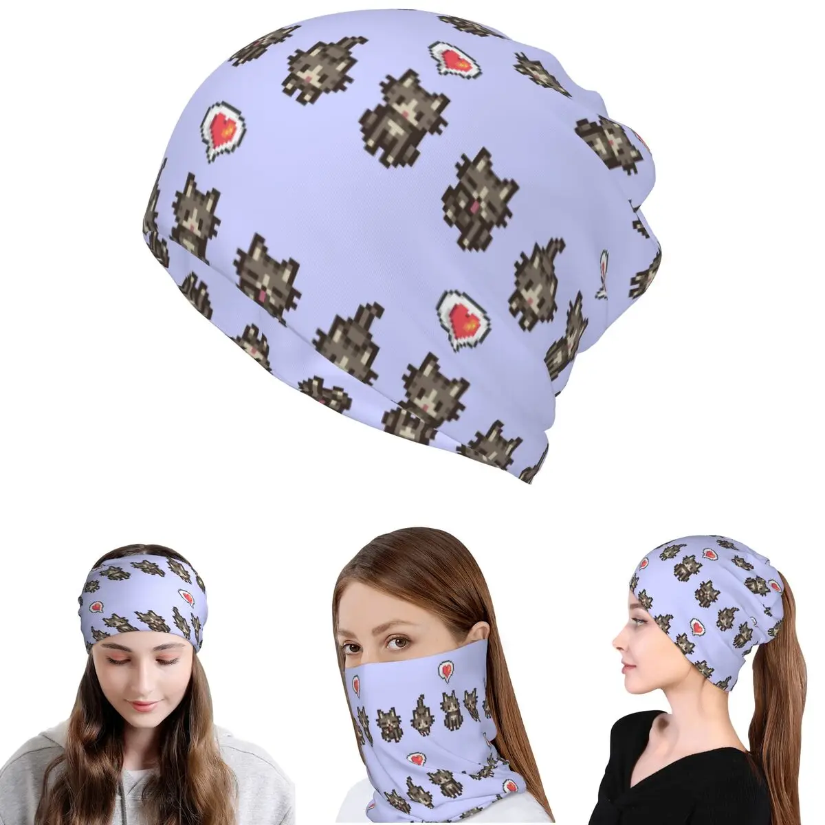 Stardew Valley GreyGray Cat Bandana, Halsschutz, Gesichtsschal, Mehrzweck-Sturmhaube, Mütze, Unisex, für Erwachsene, atmungsaktiv