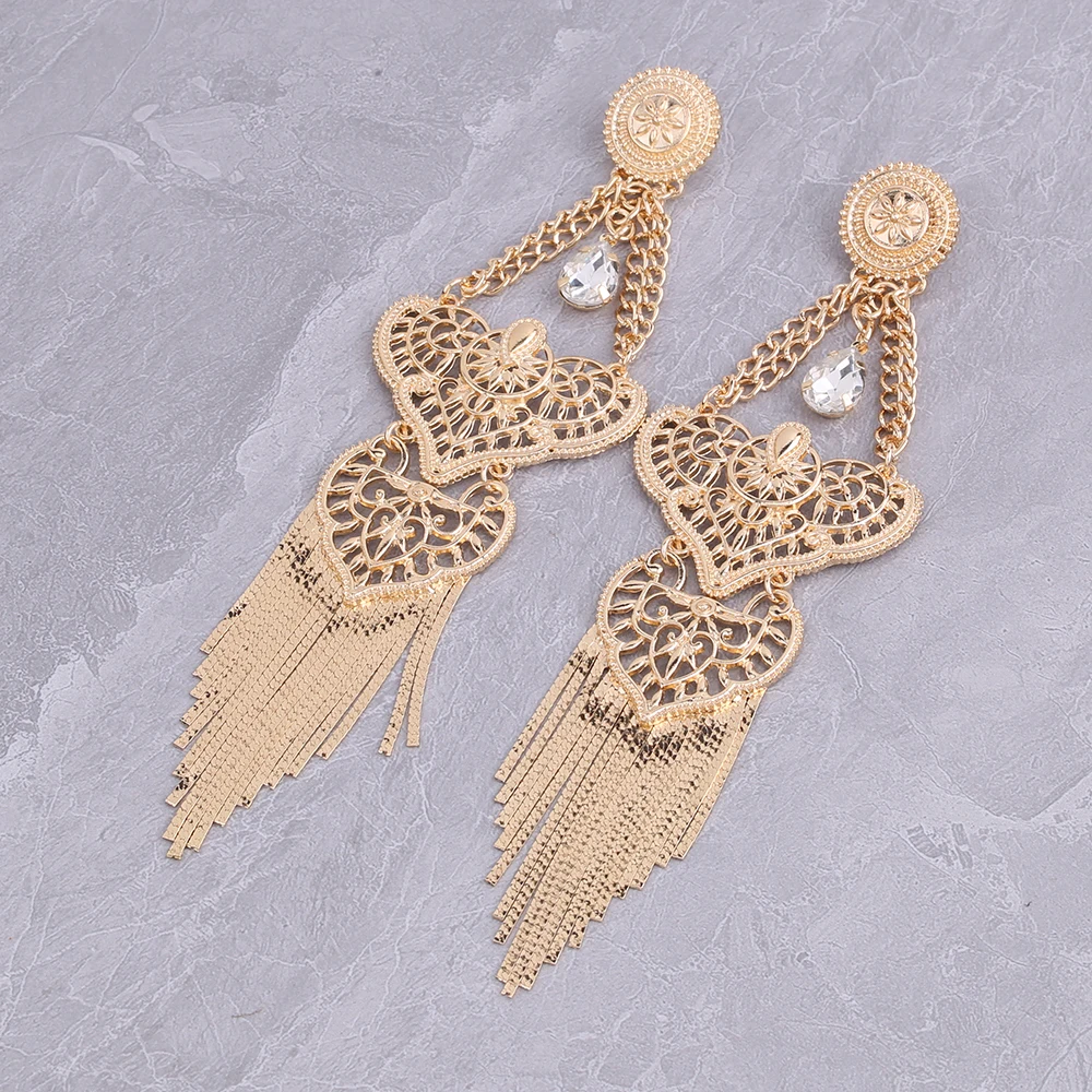 New Geogous Earrings Long Chian Alloy Gems Dangle Earrings For Women Fashion Jewelry Party Show Statement Earrings Accessories