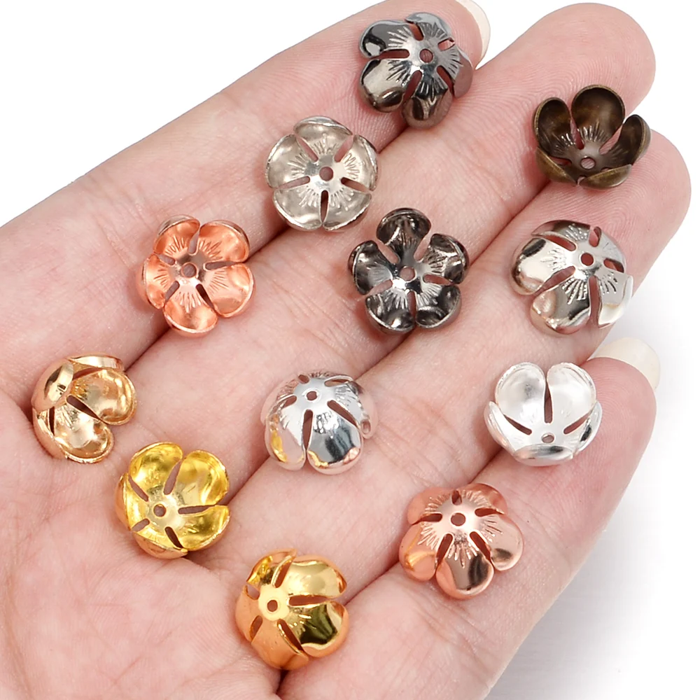 50 teile/los Eisen vergoldet Metall Blume Perlen Kappen für Schmuck machen End Perlen Spacer Blütenblatt Spacer Perlen DIY Armband Halskette – Detail 2