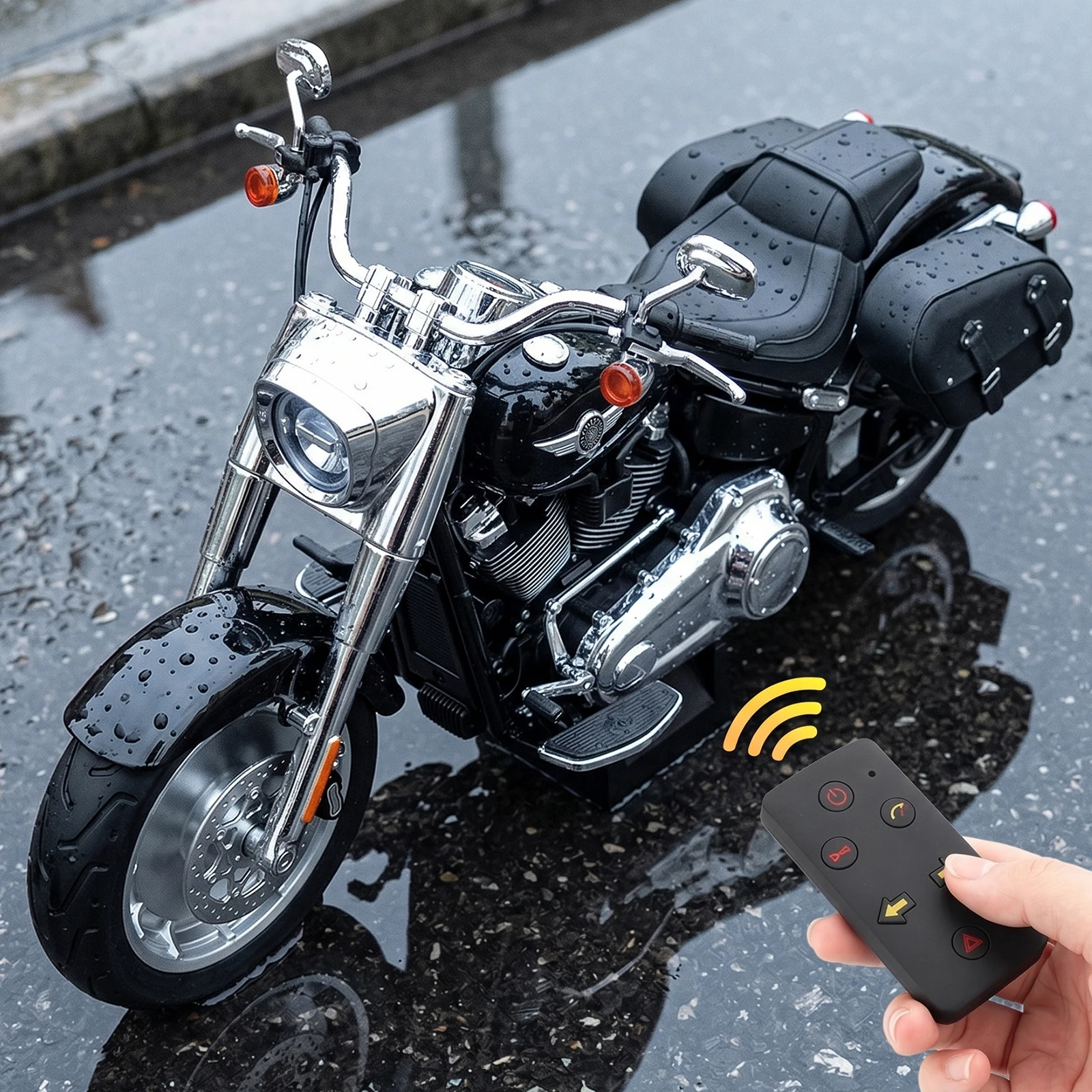 Remote Start Spray 1:6 Softail Fat Boy American Motorcycle Alloy Metal Diecast Model Computer Desktop Ornaments