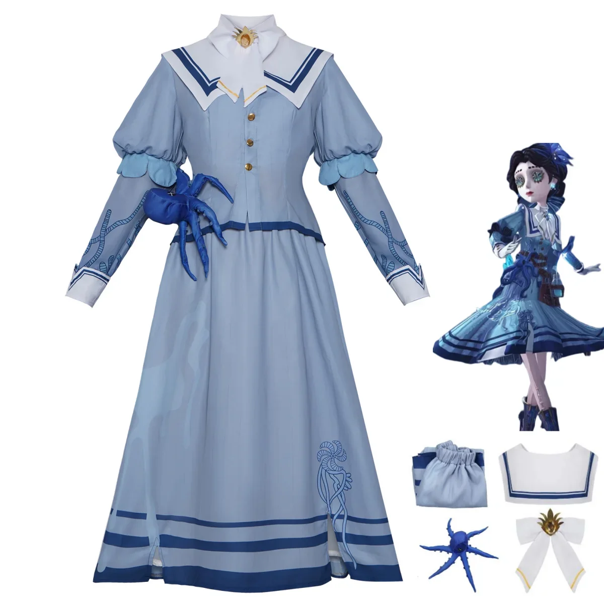 

Anime Game Emily Dyer Lydia Jones Cosplay Costume Fashion Preserved Flower Blue Skirt Sailor Uniform Woman Kawaii Halloween Suit