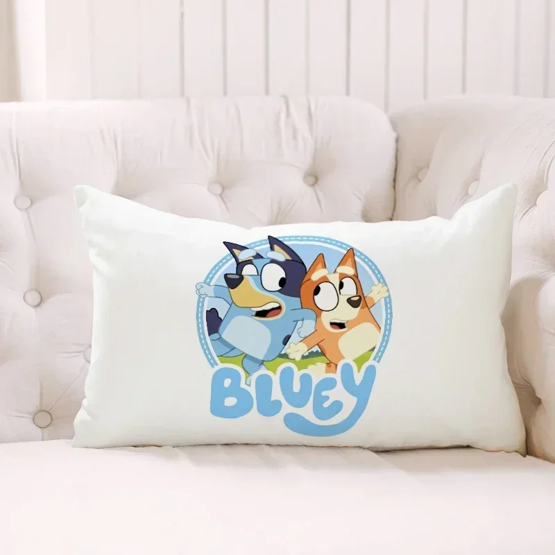 Bluey Pillow Case Bingoes Family Cushion Cover Blue Dog Anime Figure Fleece Pillowcase Sofa Plush Bedroom Decor Gifts 50x30cm