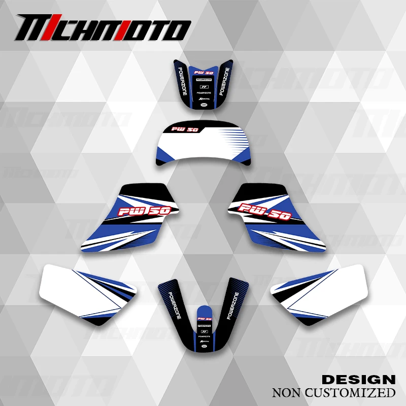 

MCHMFG Full Set Motorcycle Graphics Background Decal Stickers Kit For Yamaha PW50 PW 50 Pit Bike Graphics