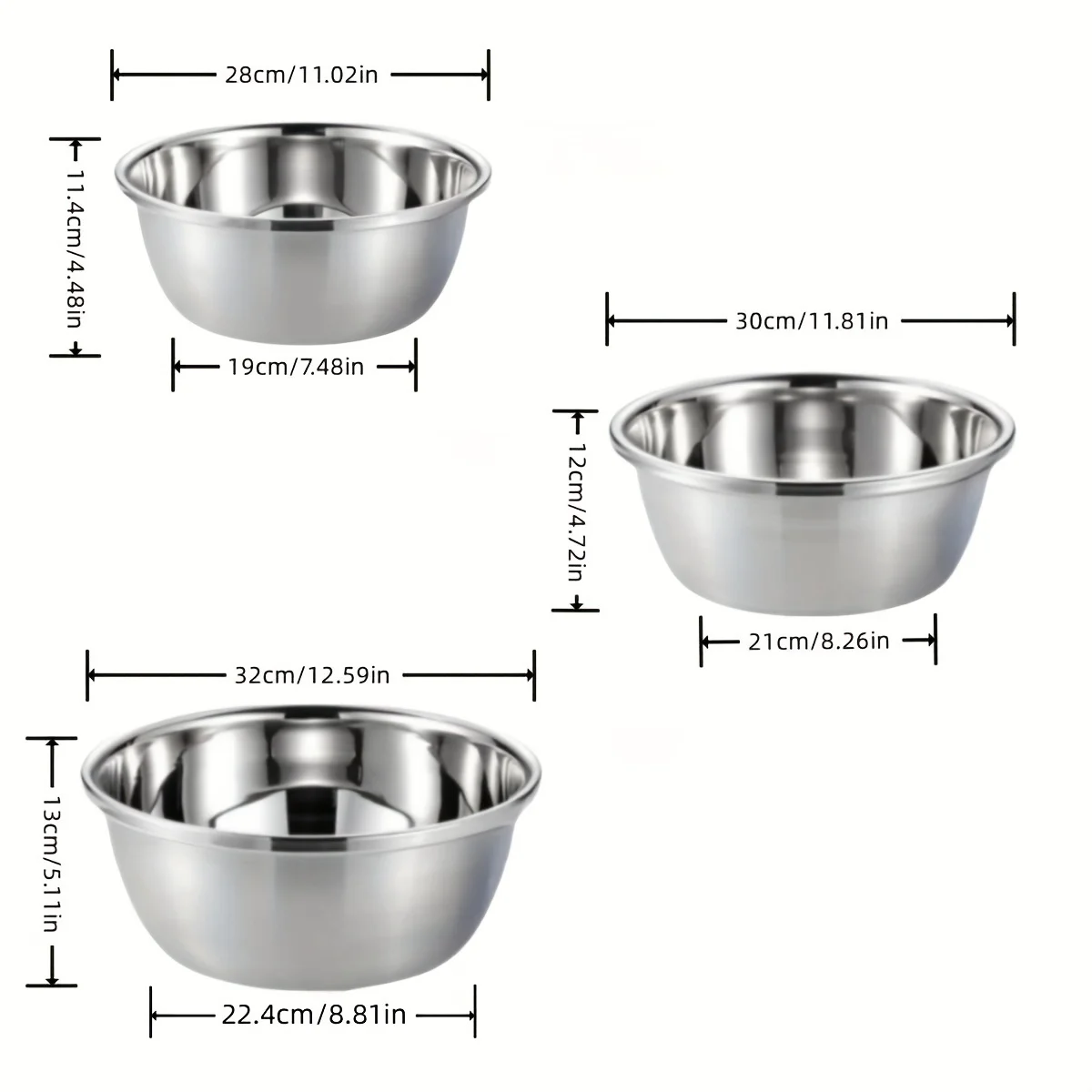Picture 7: Stainless Steel Round Kitchen Cooking and Baking Kneading Bowl, Washing Fruit and Vegetable Bowl