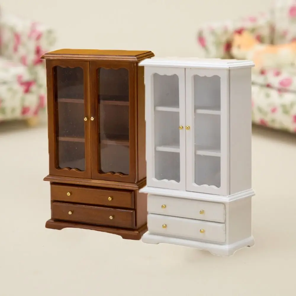 Muebles en miniatura Montessori 1:12, modelo DIY de madera, juguete para juego de imitación, doble puerta, tres capas, accesorios para casa de muñecas BJD