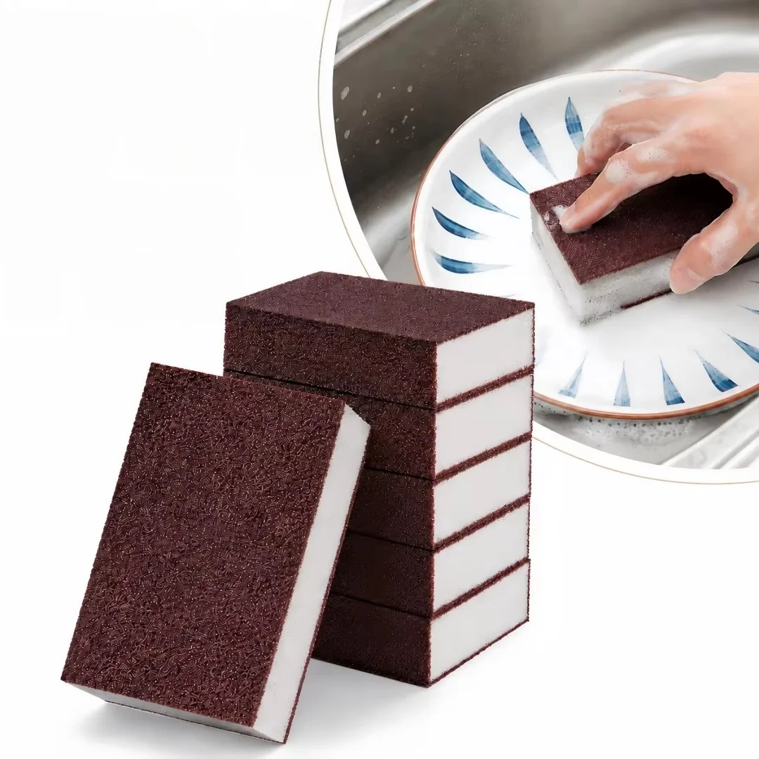 Diamond Sand Sponge Scrubber, Double Sided Kitchen Cleaning Sponge Pad, Heavy Duty Rust & Stain Remover Scouring Pad
