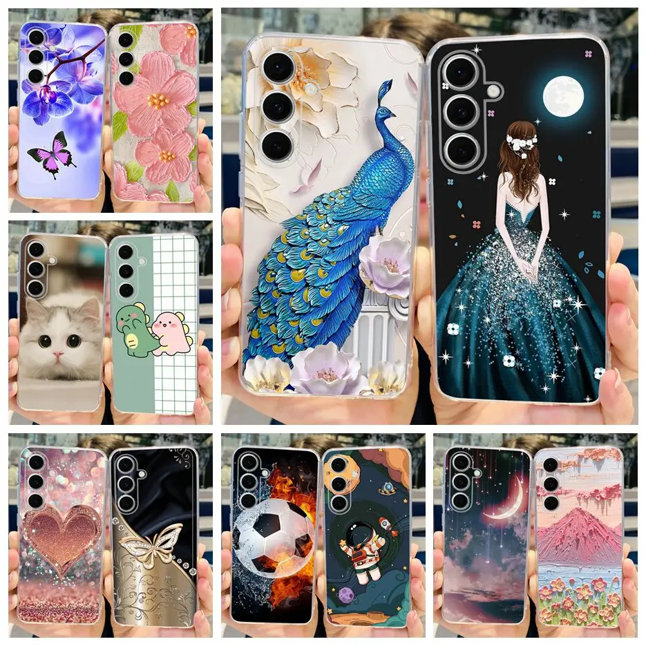 For Samsung Galaxy S24 FE 5G Case SM-S721B Stylish Painted Cover Luquid Silicone Phone Case For Samsung S24 FE S24FE Soft Fundas