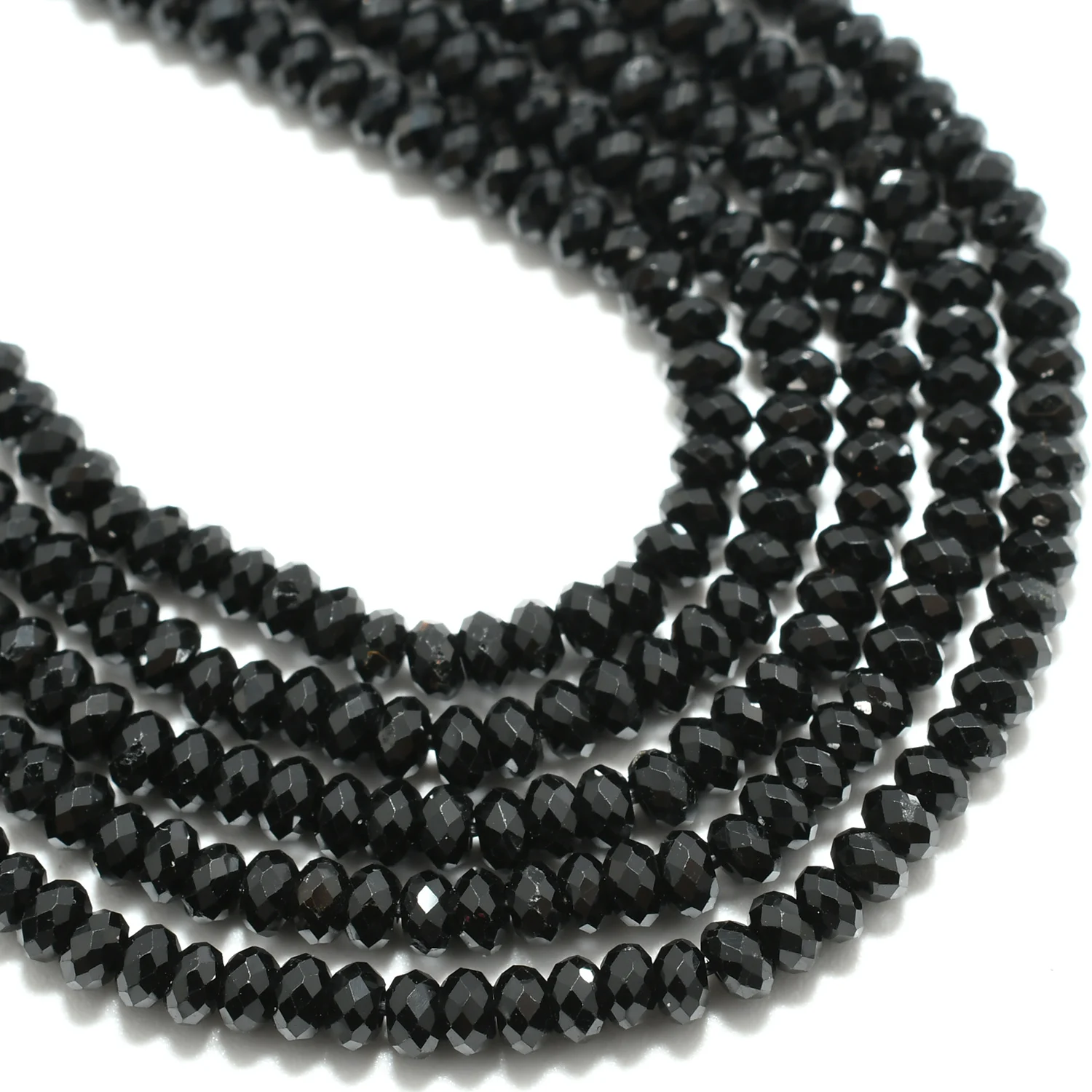 Natural Black Tourmaline Faceted Rondelle Beads 2.6mm, Thickness About 1.5mm