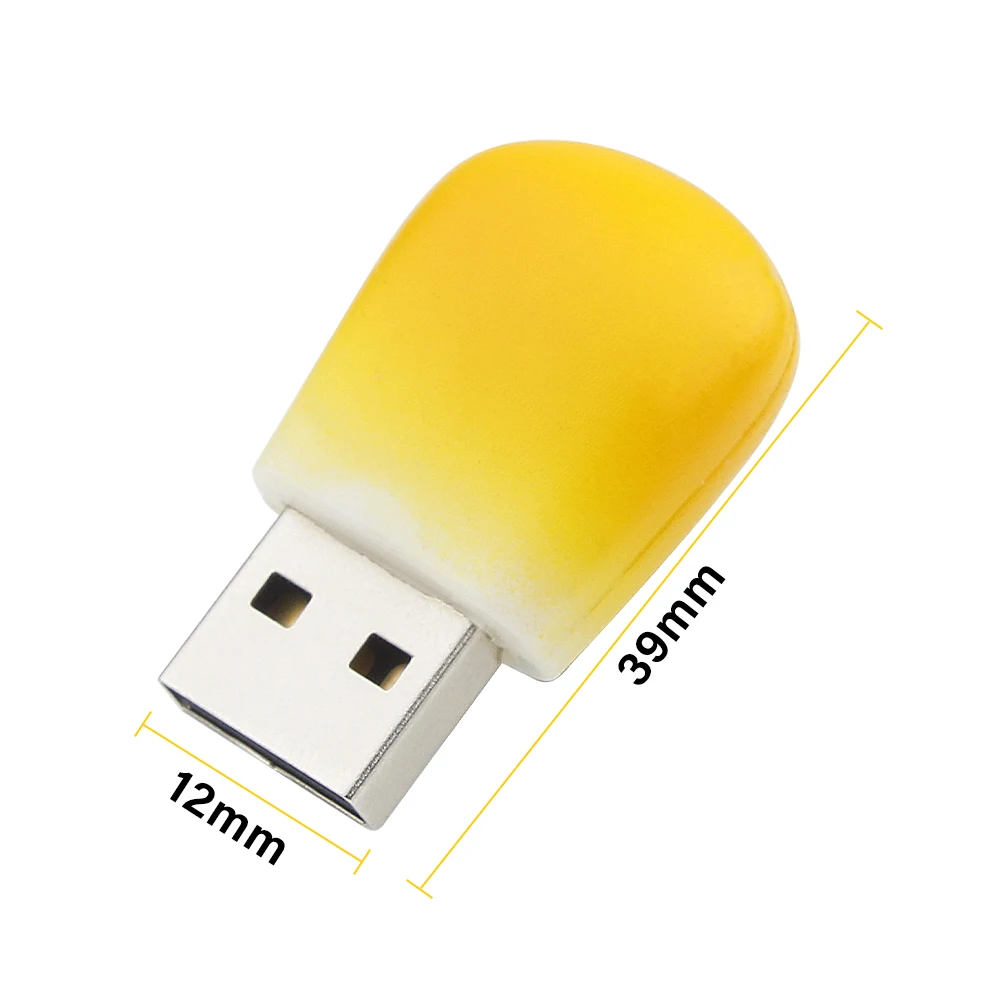 옥수수알 모양 펜 드라이브 256GB 식품 만화 USB 2.0 플래시 드라이브 128GB 64GB 32GB 초소형 메모리 스틱 귀여운 U 디스크 창의적인 선물