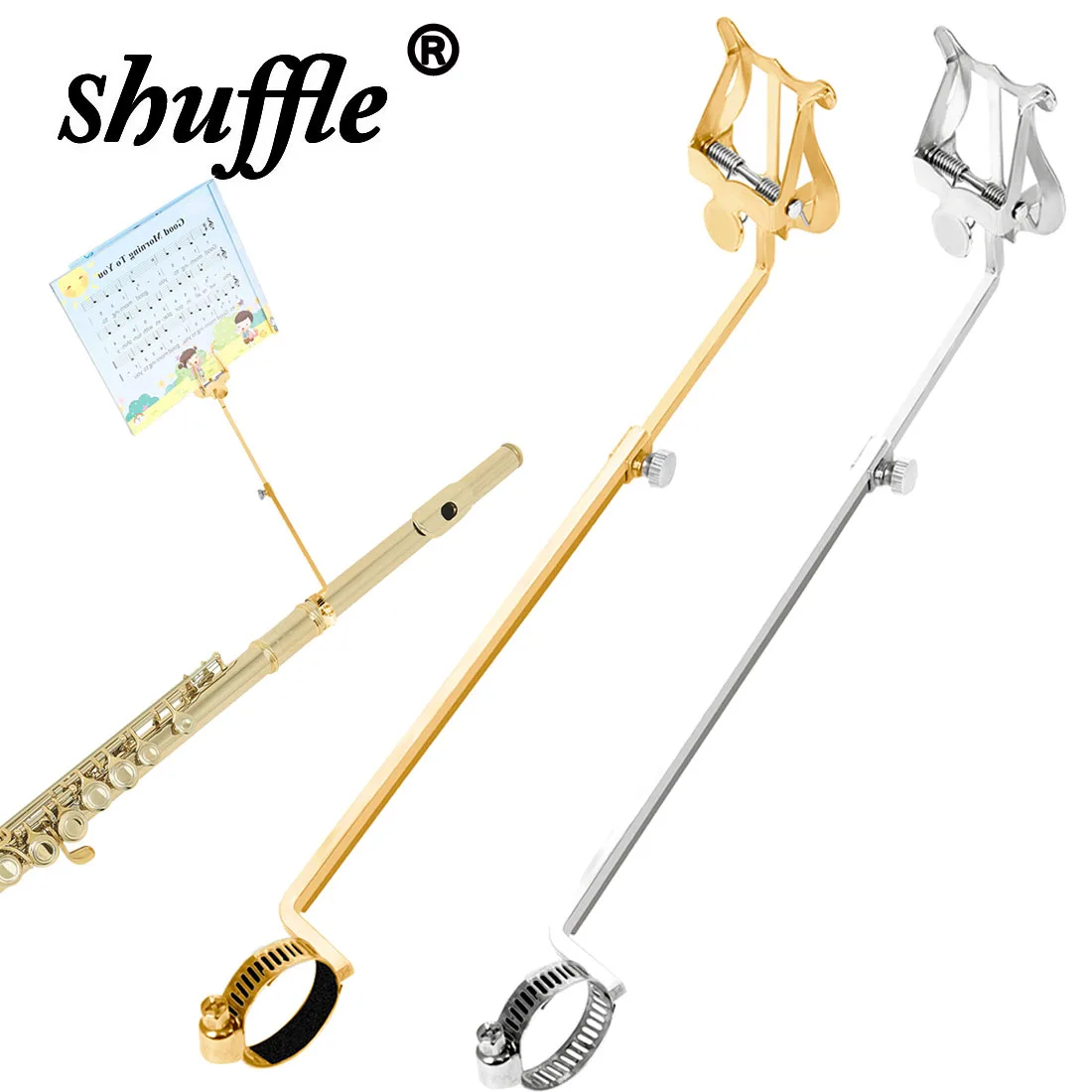 Soporte de partituras para flauta, soporte de partituras portátil para marchar, resortes de alto rendimiento, pieza de práctica para principiantes, accesorios para flautas