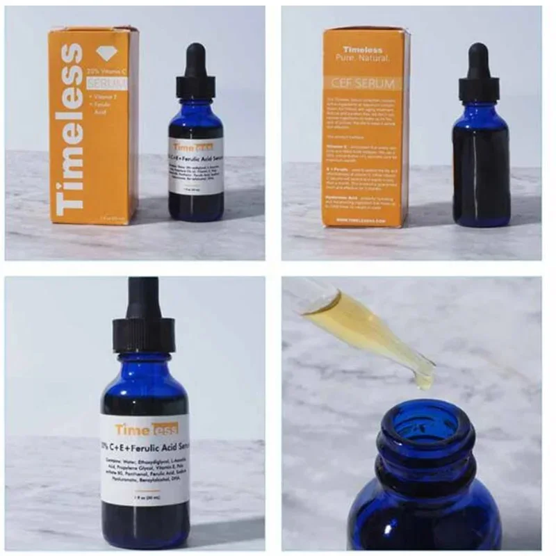 

TIMELESS 20% VITAMIN C + E FERULIC ACID SERUM 1 OZ ANTIOXIDANT WHITENING FACE C E F SERUM ANTI WRINKLE 30ML