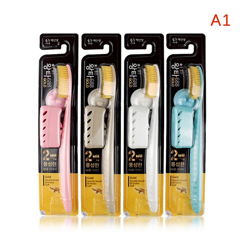 1PC Large Head Toothbrush Tooth Brush With Travel Case Adult Charcoal Biodegradable Oral Health Cleaning Color Random