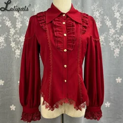 Sweet Ouji Lolita Shirt Spring Autumn Pointed Collar Long Sleeve Classic Women's Shirt