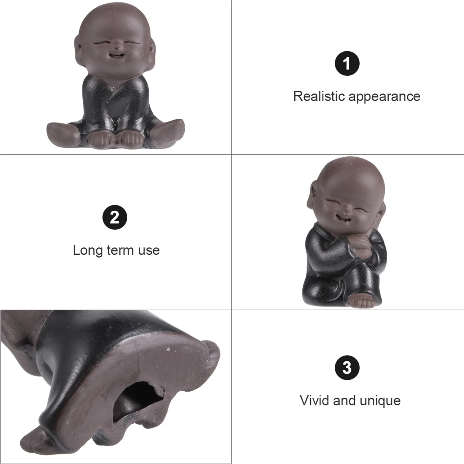 

4Pcs Purple Clay Zen Monk Tea Pet Decoration Buddha Ornament for Home Office Tabletop Meditation Buddha Decoration