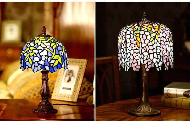 مصباح مكتبي إبداعي أوروبي مقاس 16 بوصة لغرفة المعيشة وغرفة النوم بجانب السرير وزجاج الحب