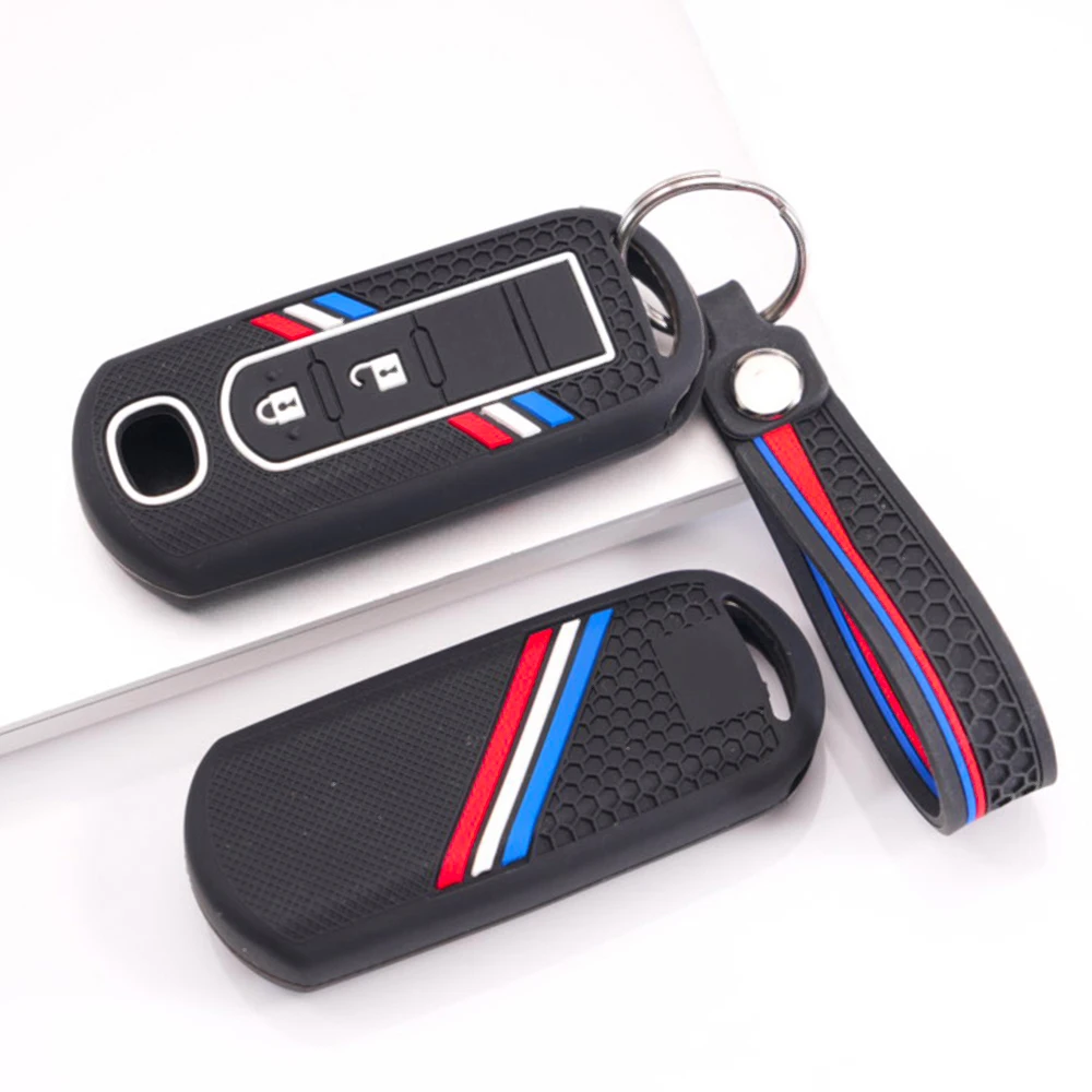 Silicone Key Cover With Lanyard For Mazda 3 Axela 6 Atenza CX3 CX5 CX8 CX9 CX30 CX50 CX60 MX5 MX30 Precise Fit Full Coverage