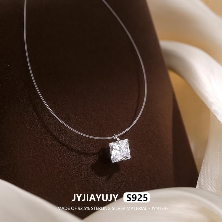 

JYJIAYUJY 100% цельное оригинальное стерлинговое серебро S925, популярное прозрачное ожерелье, линия циркона, сахара, модные ювелирные изделия, подарок на каждый день JYN174