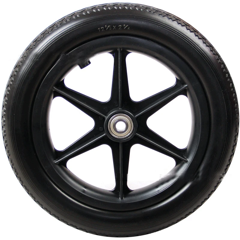 Imagem -03 - Cadeira de Rodas Roda Traseira 12 Polegada pu Pneus sem Rodas Pneumáticas Cadeira de Rodas Manual Roda Traseira Pneu Sólido Par