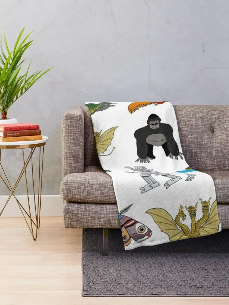 Colorful Kaiju Throw Blanket Decoratives For Sofa Thin Blankets