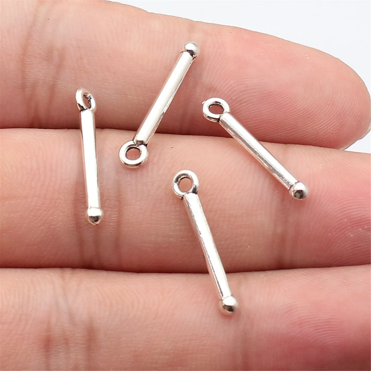 40Pcs/Lot 22x4.3mm Antique Silver Drumstick Pendant Charms For Jewelry Making Supplies Diy Necklace Accessories Crafts Wholesale