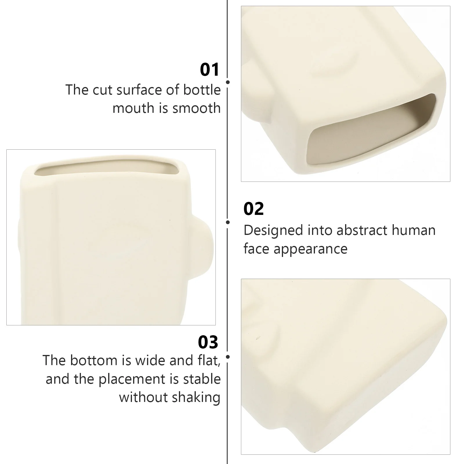 

Unique Handcrafted Ceramic Vase Abstract Human Face Shape Decorative Flower Display for Living Room Bedroom Mall