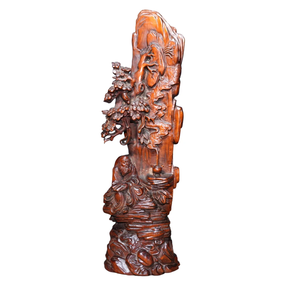 Sculpture en bois artisanale, figurine en bois sculptée, Manjushri Bodhisattva, artisan, bois dur naturel, sagesse, bénédiction, sérénité, fortune