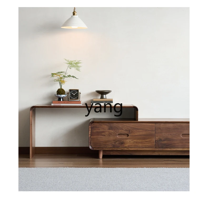 LMM new Chinese floor TV cabinet combination telescopic living room solid wood cabinet