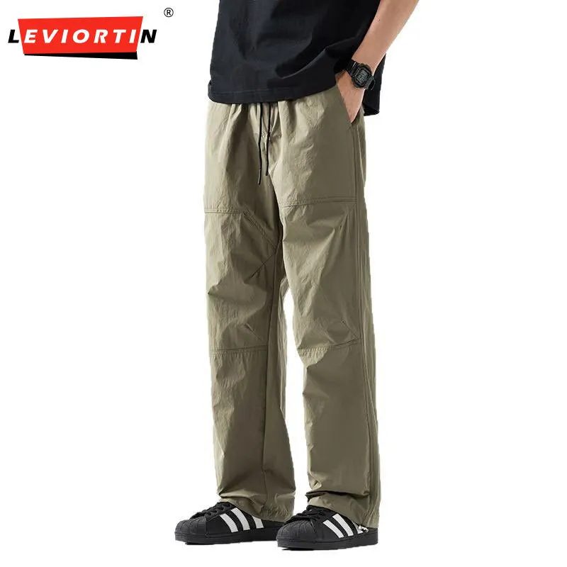 Men's 2025 Summer Fashion Trendy Brand American New Loose Solid Color Pants Casual workwear Straight Tube Parachute Pants