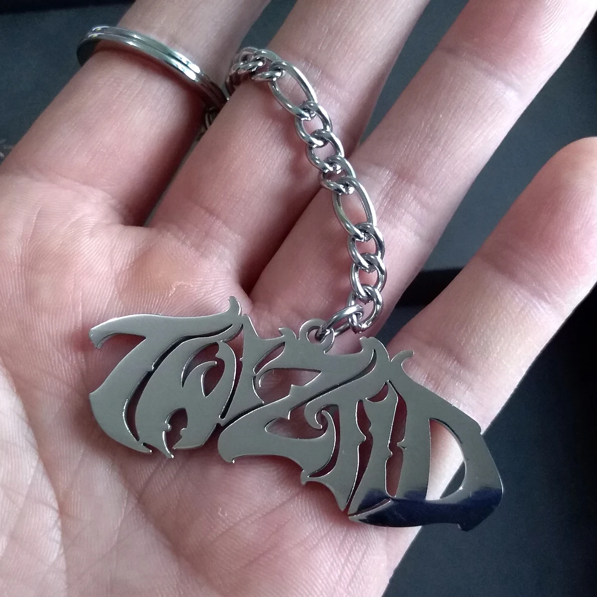Mens Boys Stainless Steel Key Ring ICP Twiztid Script KeyChain Charm Pendant