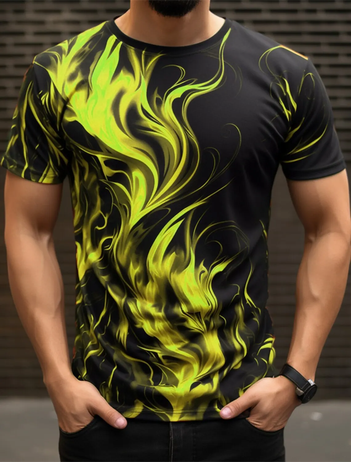 Fashion Men\'s Trend T-Shirts Short Sleeve Flame Series 3d Printed Street T Shirt 6XL Plus Size O-Neck Casual Tops