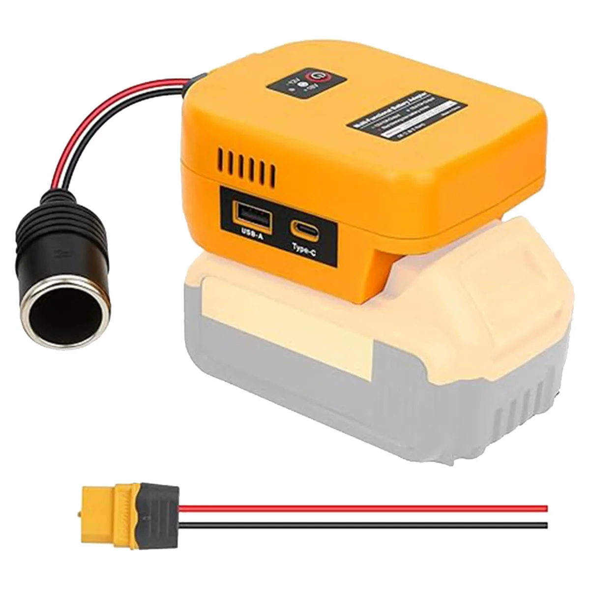 2 in 1 Buck Converter for DewAlt M18 18V to 12V Converter for Car Refrigerator Toy Car Power Wheel Yellow