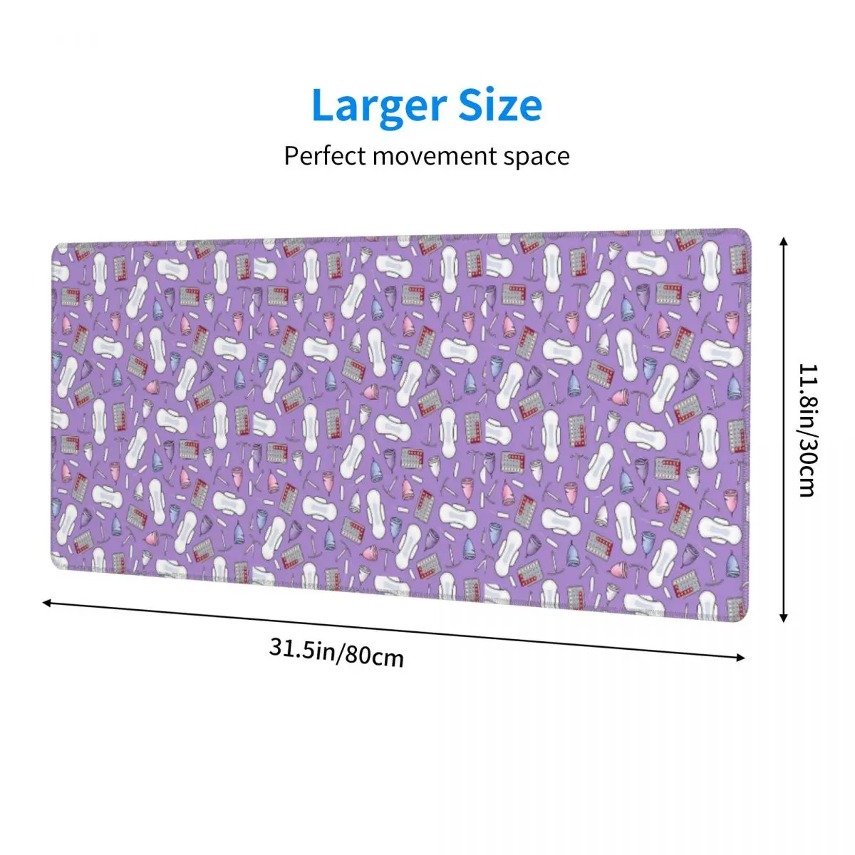 Period Protection, PMS Ready In Purple Large Mouse Pad Computer Keyboard Mouse Mat Gaming PC Laptop Desk Mat Table Mats